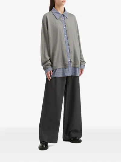 B+ab Button-front Layered Cardigan In Gray