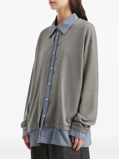 B+ab Button-front Layered Cardigan In Gray