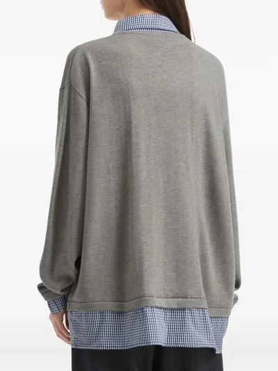 B+ab Button-front Layered Cardigan In Gray