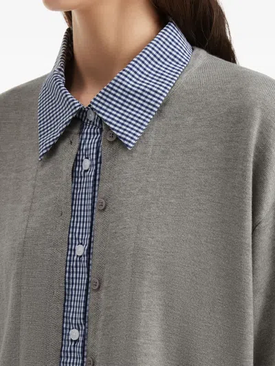 B+ab Button-front Layered Cardigan In Gray