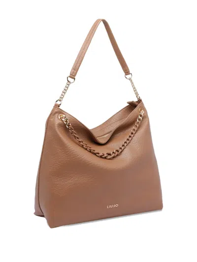 Liu •jo Chain Strap Hobo Shoulder Bag Textured Finish In Brown