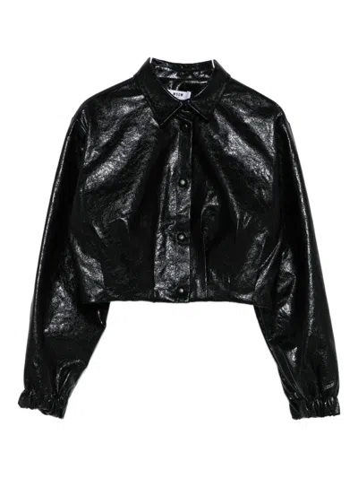 粒面效果摁扣衬衫