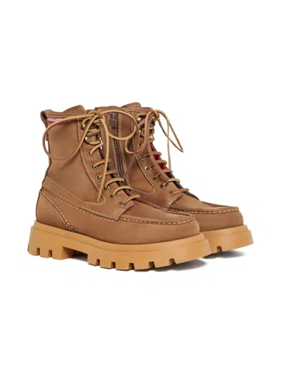 Dsquared2 Stivali Explorer In Pelle In Brown