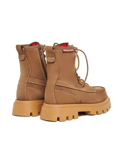 Dsquared2 Stivali Explorer In Pelle In Brown