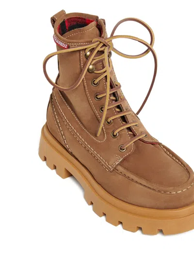 Dsquared2 Stivali Explorer In Pelle In Brown