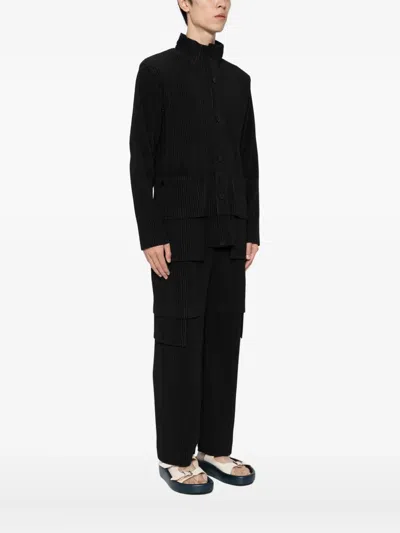 Issey Miyake Long Sleeve Shirt Featuring Large Front Pockets In Black