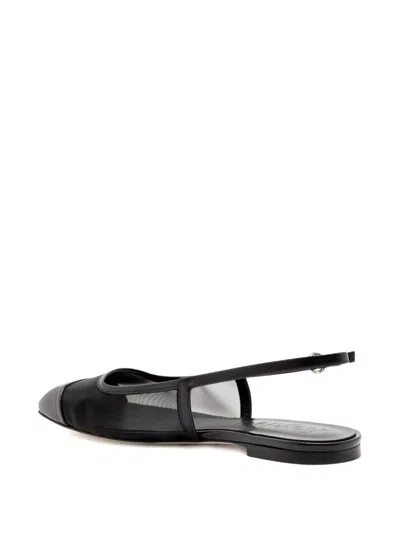 Aeyde Pointed Toe Flat Sole Sandals With Mesh Panels In Black