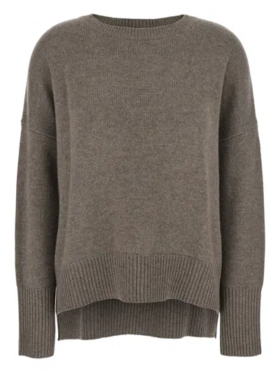 Lisa Yang Cashmere Knit Sweater With Contrast Trim And Oversized Fit In Brown