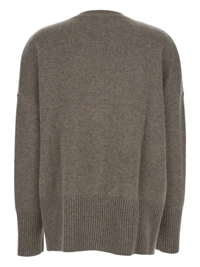 Lisa Yang Cashmere Knit Sweater With Contrast Trim And Oversized Fit In Brown