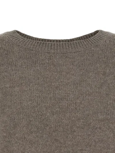 Lisa Yang Cashmere Knit Sweater With Contrast Trim And Oversized Fit In Brown
