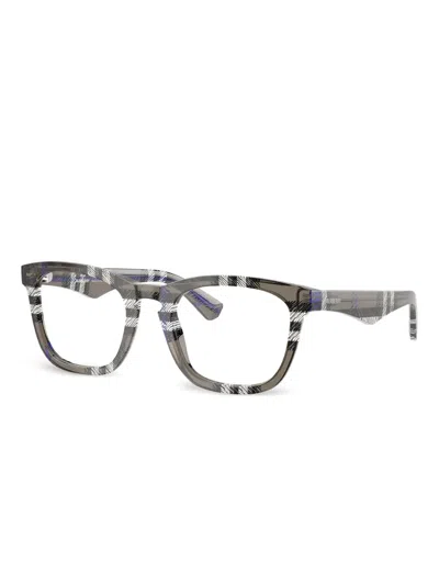 Burberry Eyewear Check-pattern Square-frame Glasses In Gray