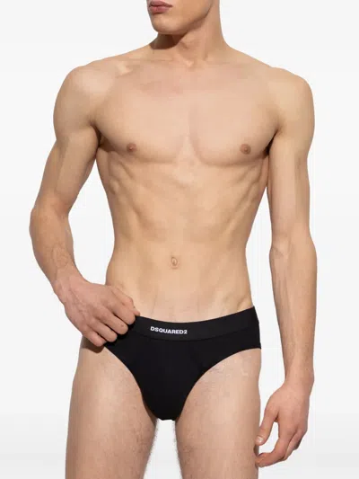 Dsquared2 Logo-jacquard Briefs In Black