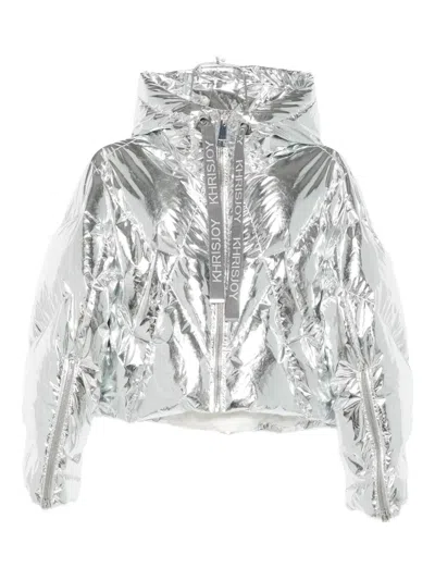 Khrisjoy Silver Quilted Hooded Jacket In Gray