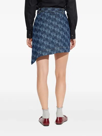 Vivienne Westwood Asymmetric Hem Skirt Belt Loops Pockets In Blue