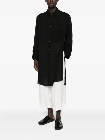 Yohji Yamamoto Asymmetric Collar Shirt In Black
