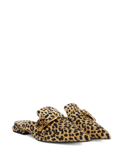 Roberto Cavalli Leopard-print Pointed-toe Flat Pump In Brown