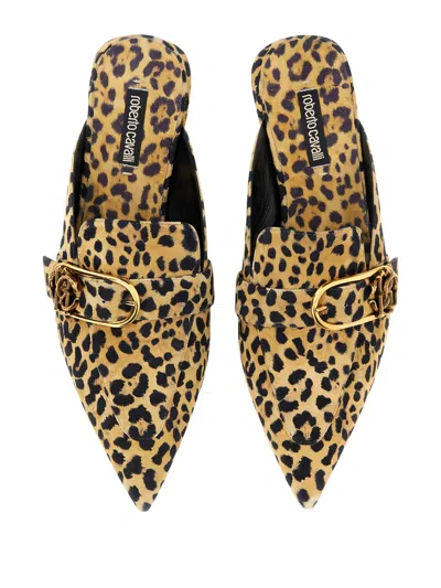 Roberto Cavalli Leopard-print Pointed-toe Flat Pump In Brown