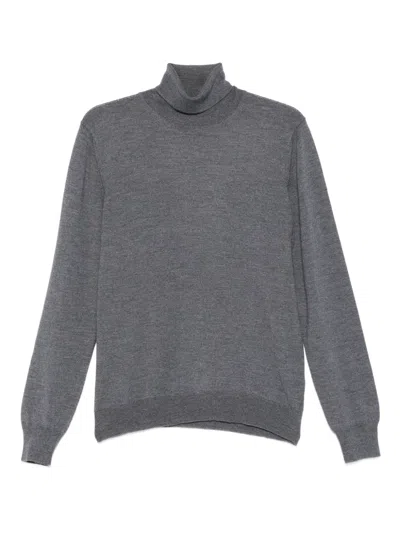 Tagliatore Beige Wool Turtleneck Sweater In Gray