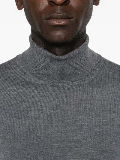 Tagliatore Beige Wool Turtleneck Sweater In Gray