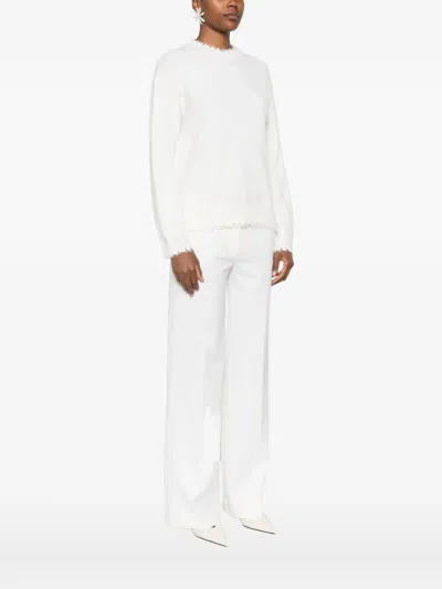 Antonelli Frayed-hem Round-neck Sweater In White