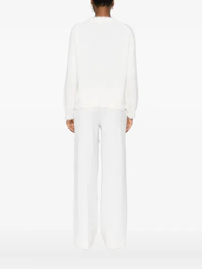 Antonelli Frayed-hem Round-neck Sweater In White