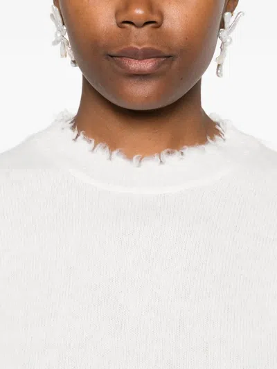 Antonelli Frayed-hem Round-neck Sweater In White
