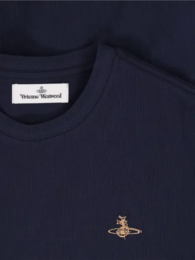 Vivienne Westwood Woman T-shirt Navy Size L Organic Cotton In Blue