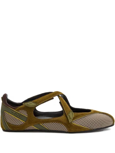 Attico Ballet Flats In Synthetic Fabric And Leather In Brown