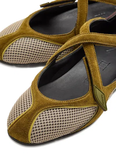 Attico Ballet Flats In Synthetic Fabric And Leather In Brown