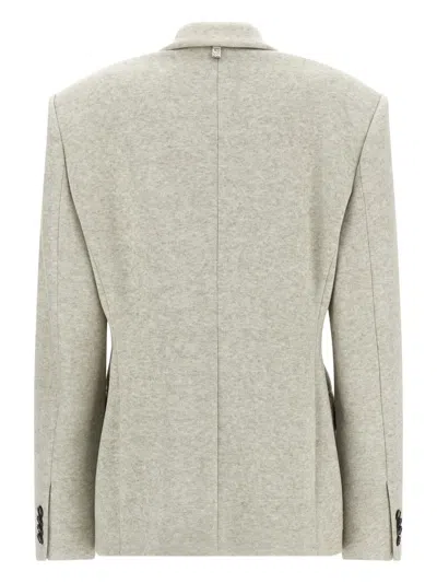 Giuseppe Di Morabito Double-breasted Oversized Blazer With Removable Rose Brooch In Gray