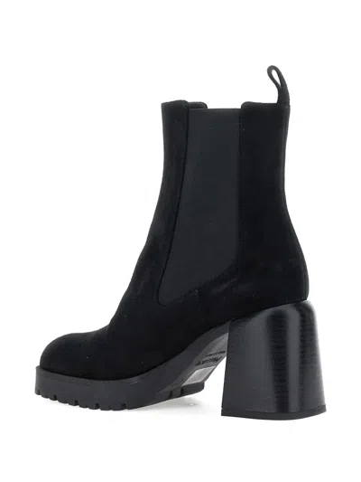 松紧拼接粗跟靴