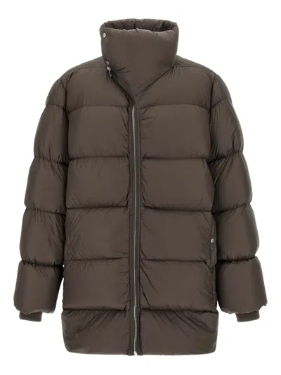 Rick Owens Turtle Zip-front Padded Coat In Brown