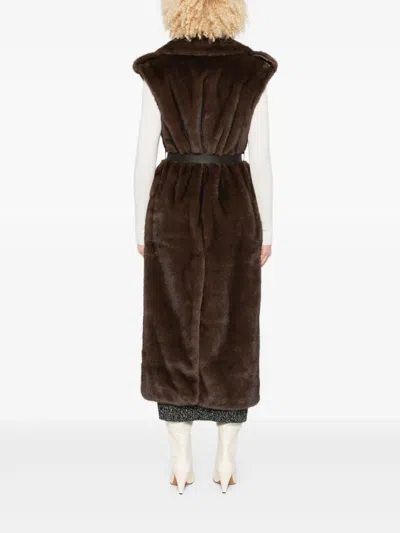 P.a.r.o.s.h Gilet Pelliccia Lungo Jackets Brown In Brown