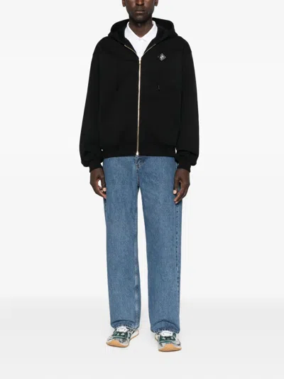 Casablanca "casa Chrome" Full Zip Hoodie In Black