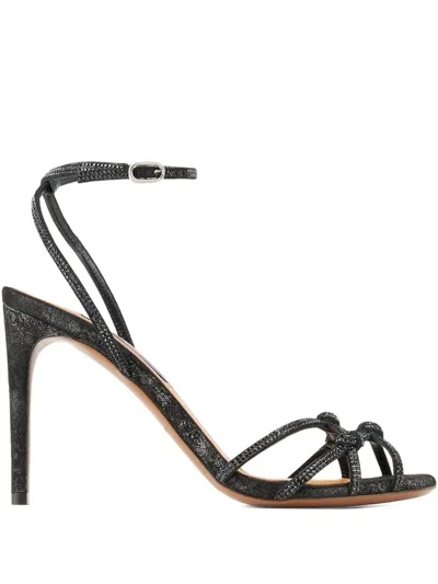 Ralph Lauren 95mm Crystal-embellished Knotted Sandals In Black