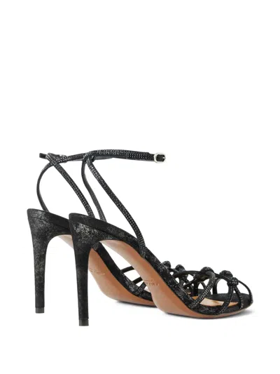Ralph Lauren 95mm Crystal-embellished Knotted Sandals In Black