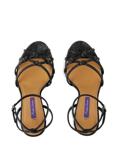 Ralph Lauren 95mm Crystal-embellished Knotted Sandals In Black