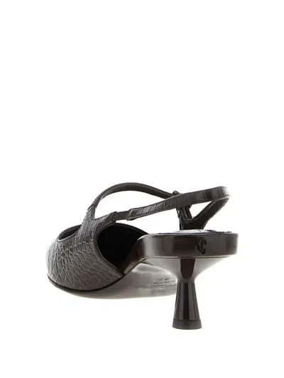 Jimmy Choo Didi 45 Brown Crocodile Effect Neckline In Brown