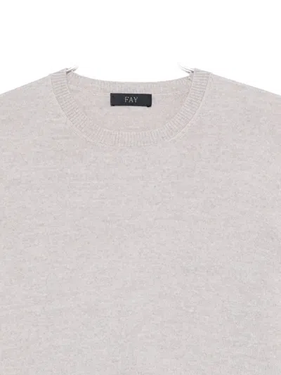 Fay Men Crew Neck Sweater In Gray