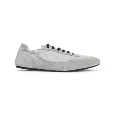 Prada Grey Re-nylon And Suede Collapse Sneakers In Gray