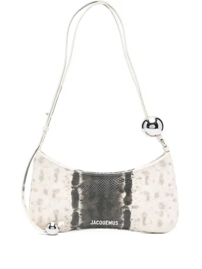 Jacquemus Curved Textured Shoulder Bag With Metallic Embellishments In Multi