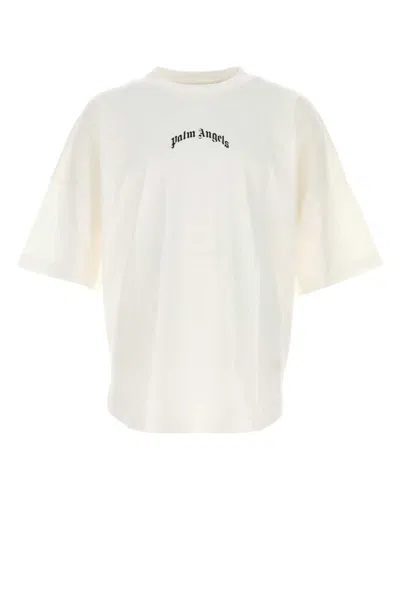 Palm Angels Oversized Logo Back Curved Short Sleeves T-shirt In White