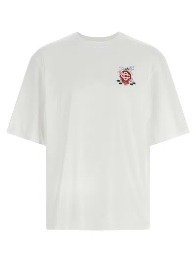 Casablanca Oversized T-shirt With Dragonfly Floral Print In White