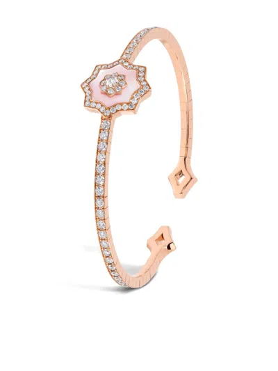 David Morris 18k Rose Gold Astra Diamond And Mother-of-pearl Bangle In Gold