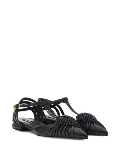 Roberto Cavalli Braided-embellihment Flat Pumps In Black