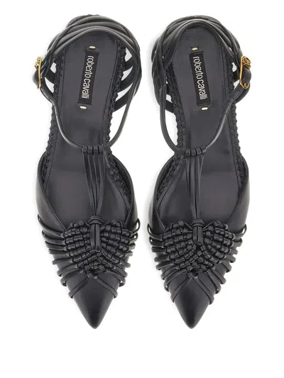 Roberto Cavalli Braided-embellihment Flat Pumps In Black