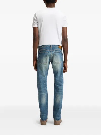 Hugo Boss Mens Medium Blue Beckham X Boss Slim-leg Mid-rise Stretch-denim Jeans In Blue