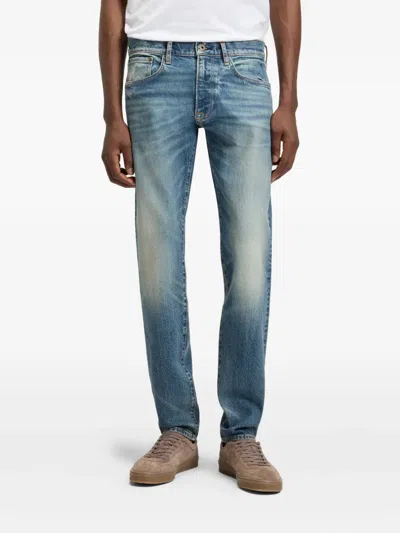 Hugo Boss Mens Medium Blue Beckham X Boss Slim-leg Mid-rise Stretch-denim Jeans In Blue