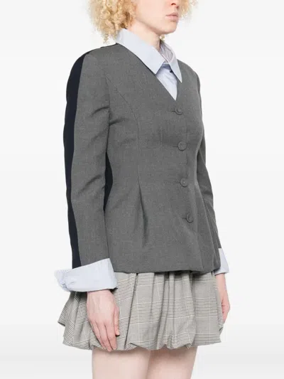 Vivetta Button-front Panelled Jacket In Gray