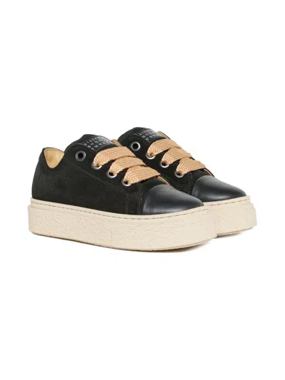 Mm6 Maison Margiela Suede-leather Sneakers In Black